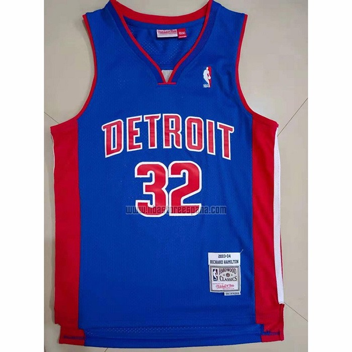 Camiseta Detroit Pistons Richard Hamilton NO 32 Mitchell & Ness 2003-04 Azul